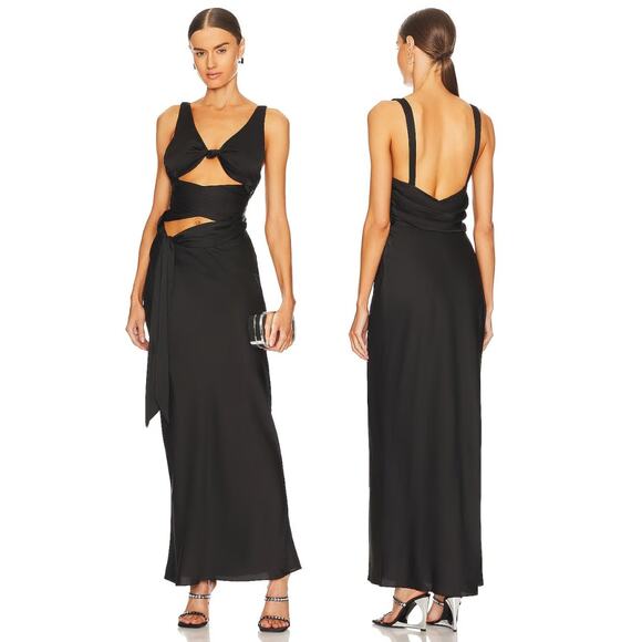 Danielle Guizio Wrapped Maxi Dress Formal Party Elegant Whimsigoth Sexy Dark XS - Picture 1 of 9